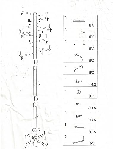 Frenchi Home Furnishing 8 Hooks Metal Coat Rack 1