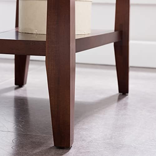 Delton 24 In Solid Wood Recliner Wedge Side Table with Shelf Sienna Brown