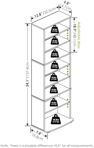 Furinno Jaya Space Saving Multimedia Storage Tower White