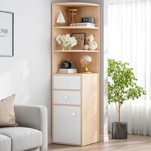Washranp Tall Corner Cabinet with Open Shelves and Drawer