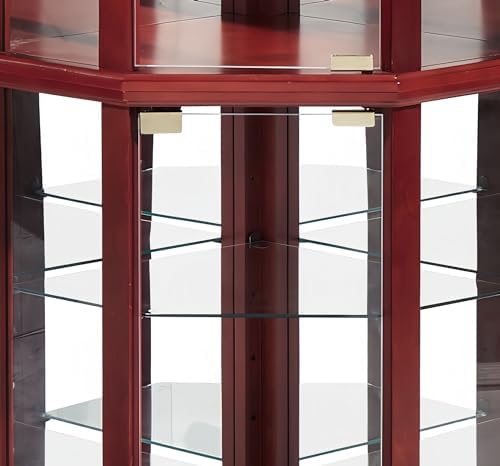 Lighted Corner Display Cabinet with 5 Shelves and Tempered Glass Doors