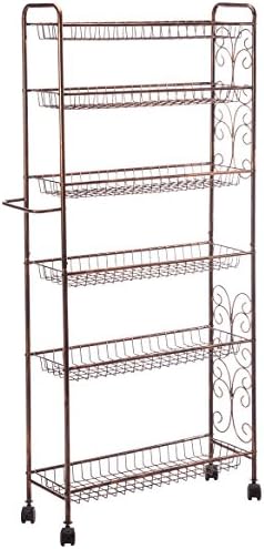 Miles Kimball Rolling Antique Wire 6-Shelf Storage Cart