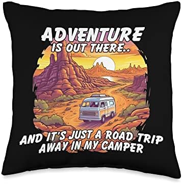 Caravan Mobile Home RV Camper Throw Pillow 16x16 Multicolor 1