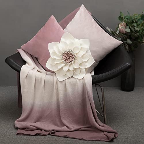 3D Flower Throw Pillow 14 Inches Cream Decor