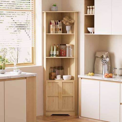 ROMMAK 67 Inch Tall Corner Cabinet with 2 Doors and Shelves
