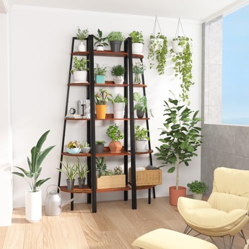 Yoobure 5 Tier Ladder Bookshelf Corner Shelf