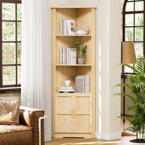 ROMMAK 67 Inch Tall Corner Cabinet with 2 Doors and Shelves