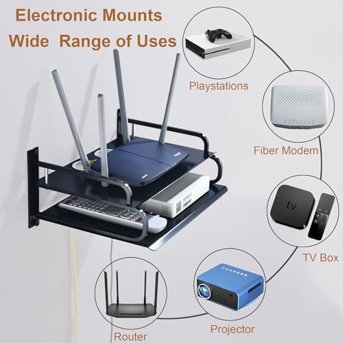 Floating AV Shelves Double Layer Wall Mount for TV and Media Equipment