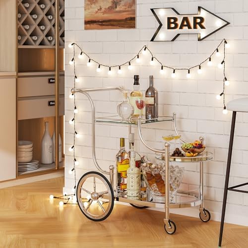 Tangkula 3-Tier Bar Cart with Mirrored Shelves and 4 Wheels