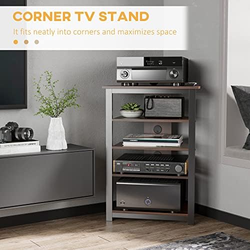 HOMCOM 4-Tier Media Stand with Cable Management Brown