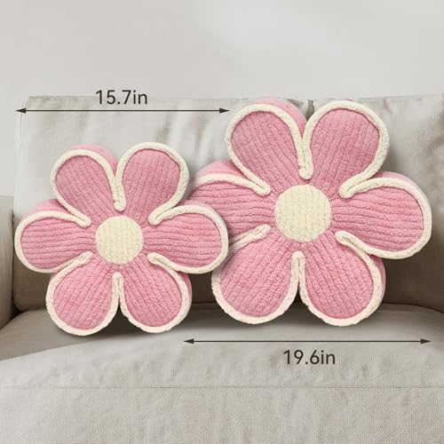 Soft Pink Daisy Flower Shaped Decorative Pillow
