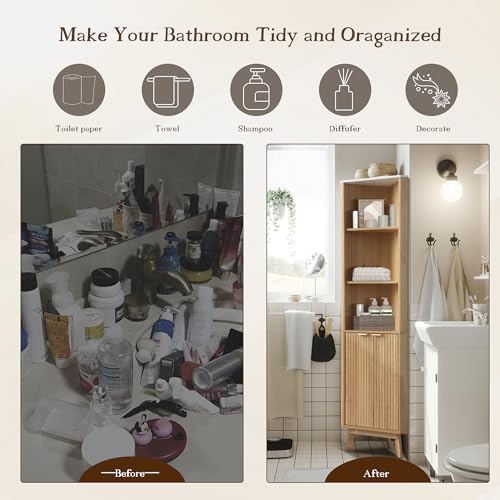 68 Corner Storage Cabinet with Fluted Doors and Adjustable Shelves