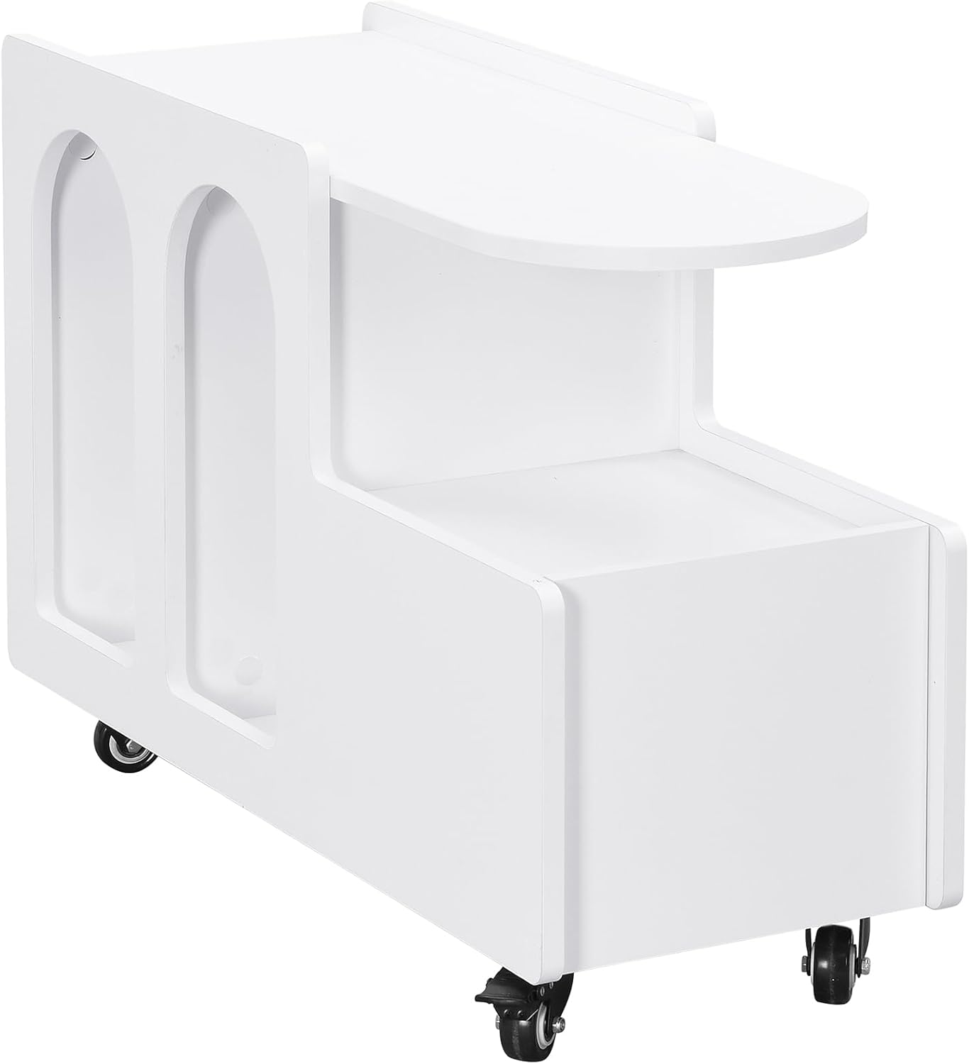 FEMICON Mobile End Table with Lockable Wheels