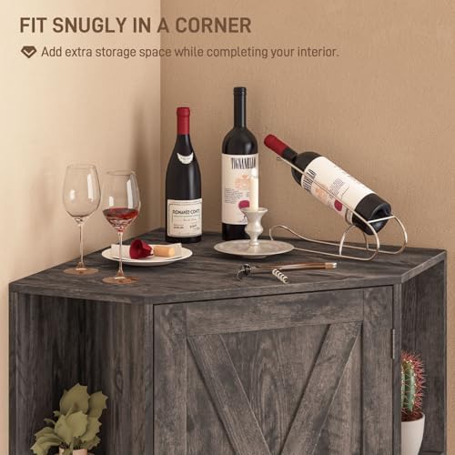 Farmhouse Corner Cabinet with Adjustable Shelves and Doors Grey 1