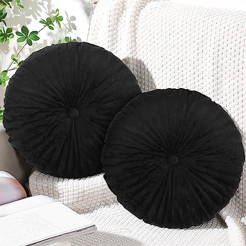 Namalu Round Throw Pillow 138 Inch Black 2 Pcs