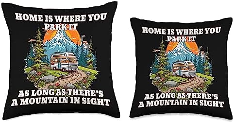 Caravan RV Camper Throw Pillow 18x18 Multicolor