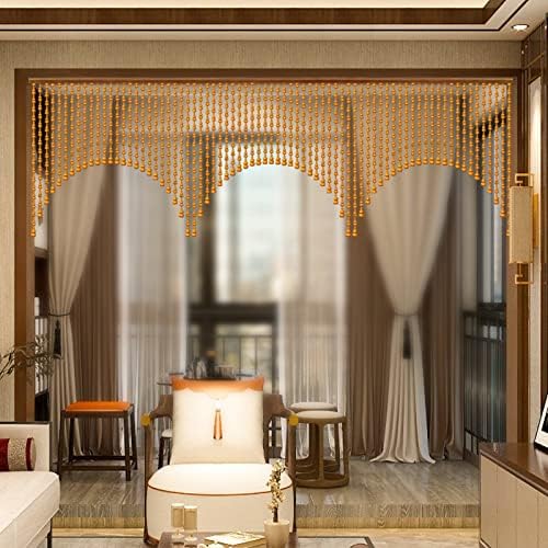 Wood Beaded Door Curtain with 25 Strands 85x155cm