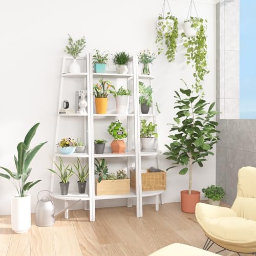 Yoobure 4 Tier Ladder Bookshelf Corner Storage Shelf