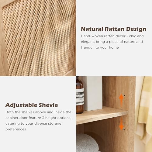 OKD Natural Rattan Corner Cabinet 68 Tall