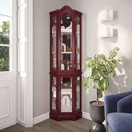 BELLEZE Lighted Curio Cabinet with 5 Shelves