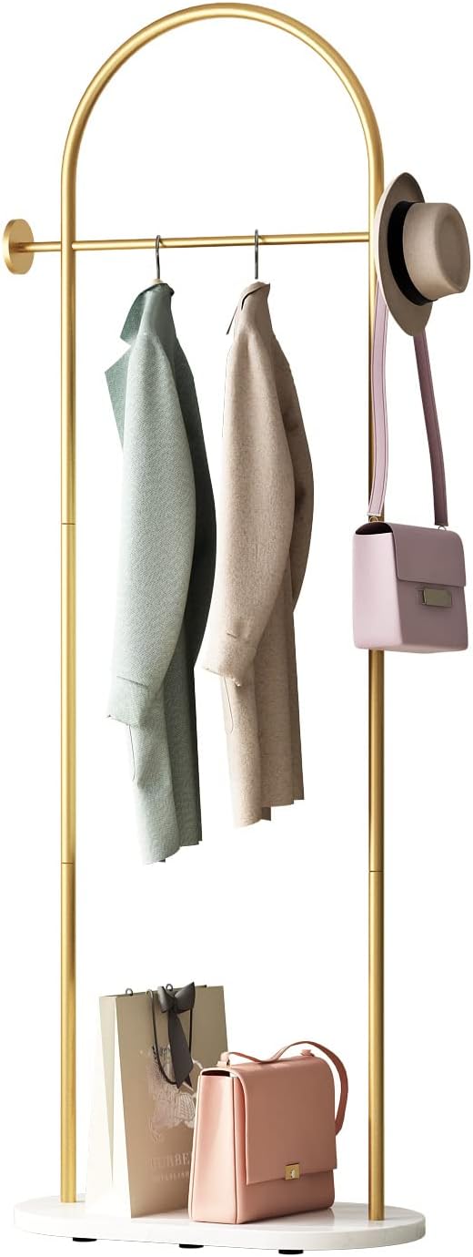 DRIRON Modern Gold Clothes Racks with Shelves