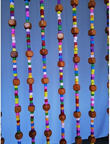 OKUOKA 45 Strands Wood Bead Door Curtain 90x220cm