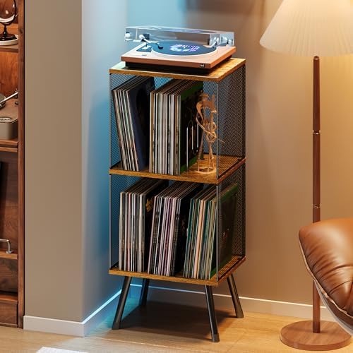 X-cosrack 3-Tier Record Player Stand with Storage