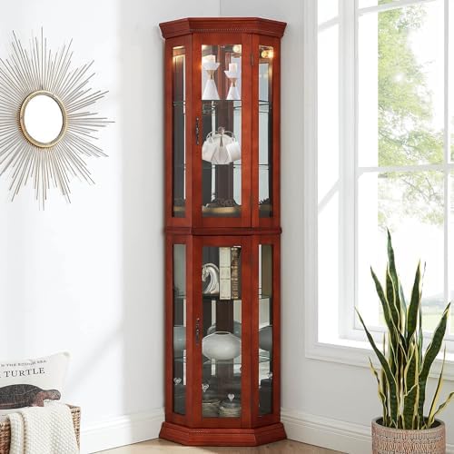 Classic Cherry Display Cabinet with Built-in Lighting