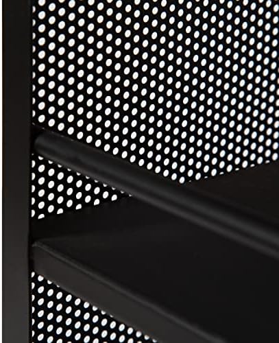 Kate and Laurel Piazza Decorative Storage Cart 18x7x30 Natural Wood and Black