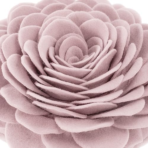 Handmade 3D Rose Throw Pillow 14 Inches Pink