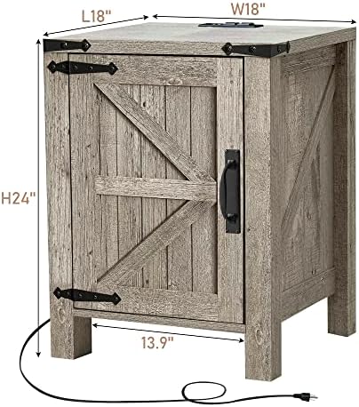 OKD Nightstand with Charging Station and Barn Door