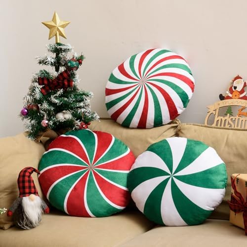 MixTeach 3 Pcs Spiral Christmas Throw Pillows