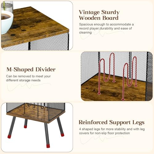 X-cosrack 3-Tier Record Player Stand with Storage
