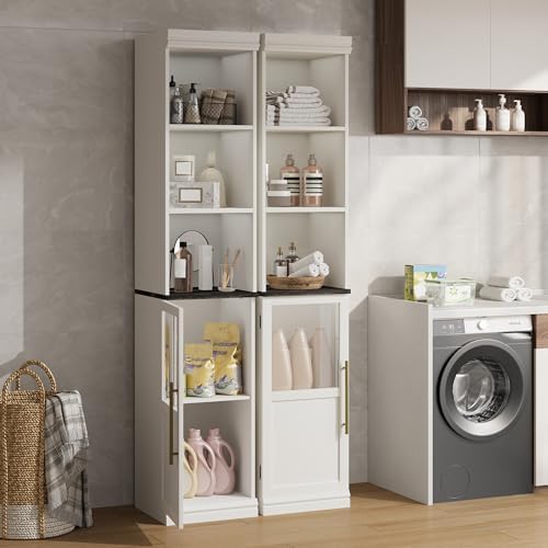 IDEALHOUSE 70 Inch Tall Narrow Bathroom Cabinet with Open Shelves