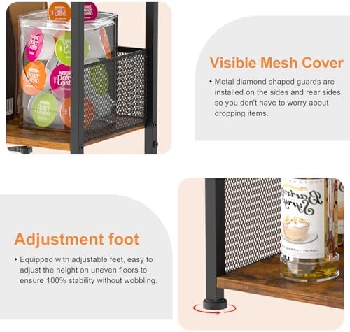 Mini 3-Tier Coffee Bar Shelf with Corner Design