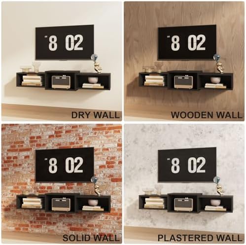 IBUYKE Floating TV Stand Wall Mounted with Power Outlet
