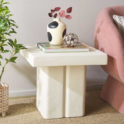 SAFAVIEH Oaklyn White Square Top Pedestal Accent Table