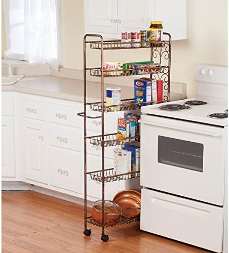 Miles Kimball Rolling Antique Wire 6-Shelf Storage Cart
