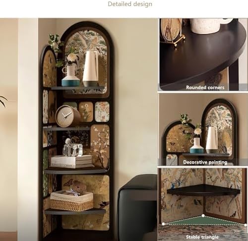 4-Tier Corner Shelf with Decorative Painting