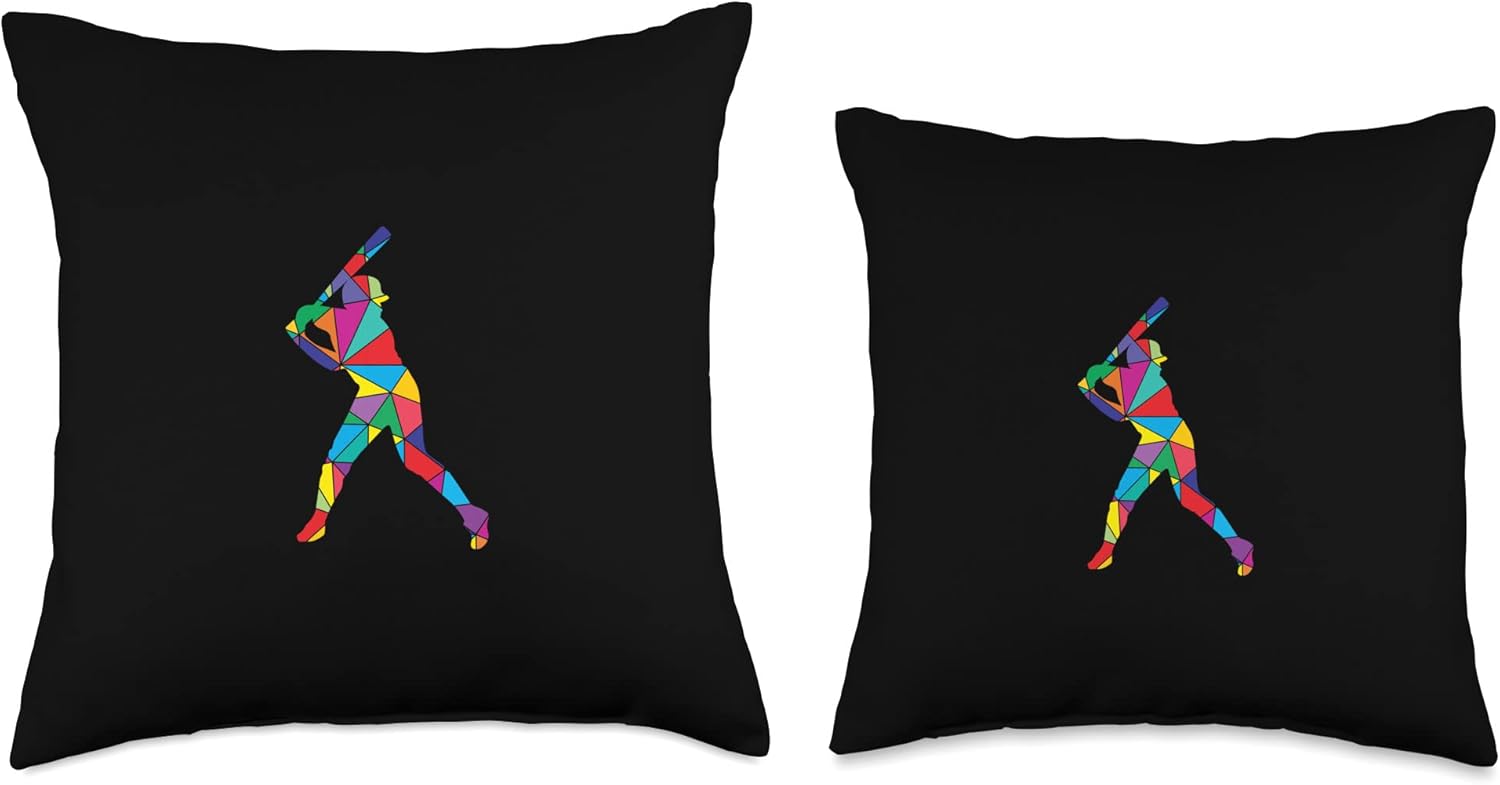 Low Poly Art Baseball Throw Pillow for Home Decor