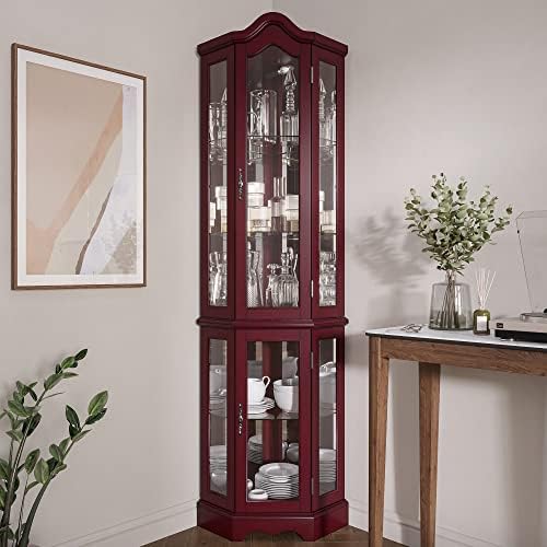BELLEZE Lighted Curio Cabinet with 5 Shelves