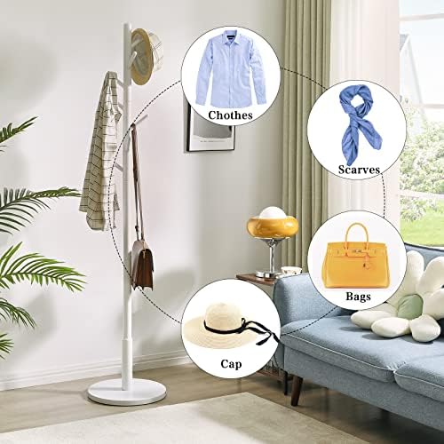 IBUYKE Coat Rack Stand with 8 Hooks and Solid Base