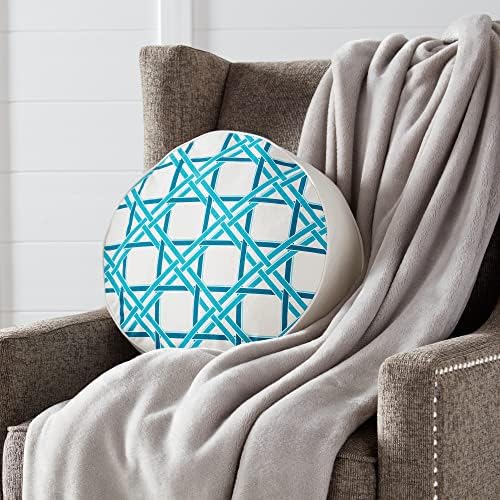 Greendale Home Fashions 15in Round Throw Pillow Turquoise Cane
