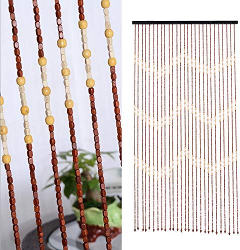 TFCFL Natural Wood Beaded Curtain Room Divider