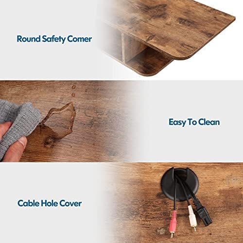 FITUEYES 2-Tier Floating TV Shelf Wall Mount Rustic Brown