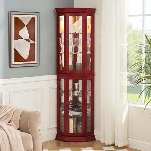 Ball Cast 70 H Lighted Corner Curio Cabinet