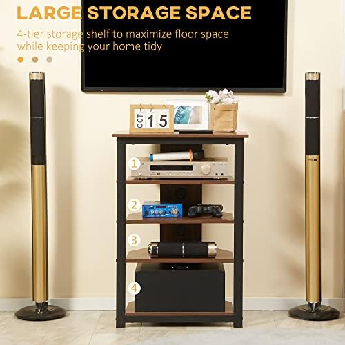 HOMCOM 4-Tier Media Stand with Cable Management Brown