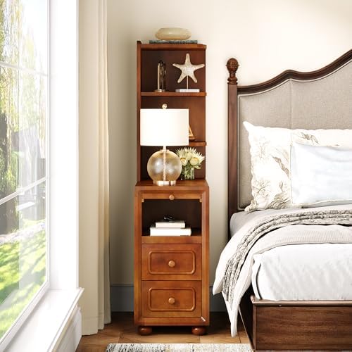 Solid Wood End Table with Drawers and Reversible Shelves 1