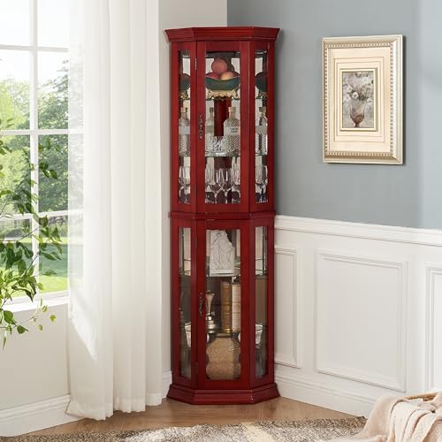 Ball Cast 70 H Lighted Corner Curio Cabinet