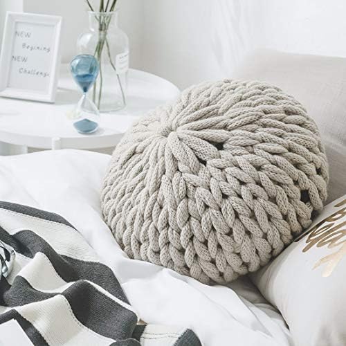 Vctops Chunky Knit Round Throw Pillow with Insert